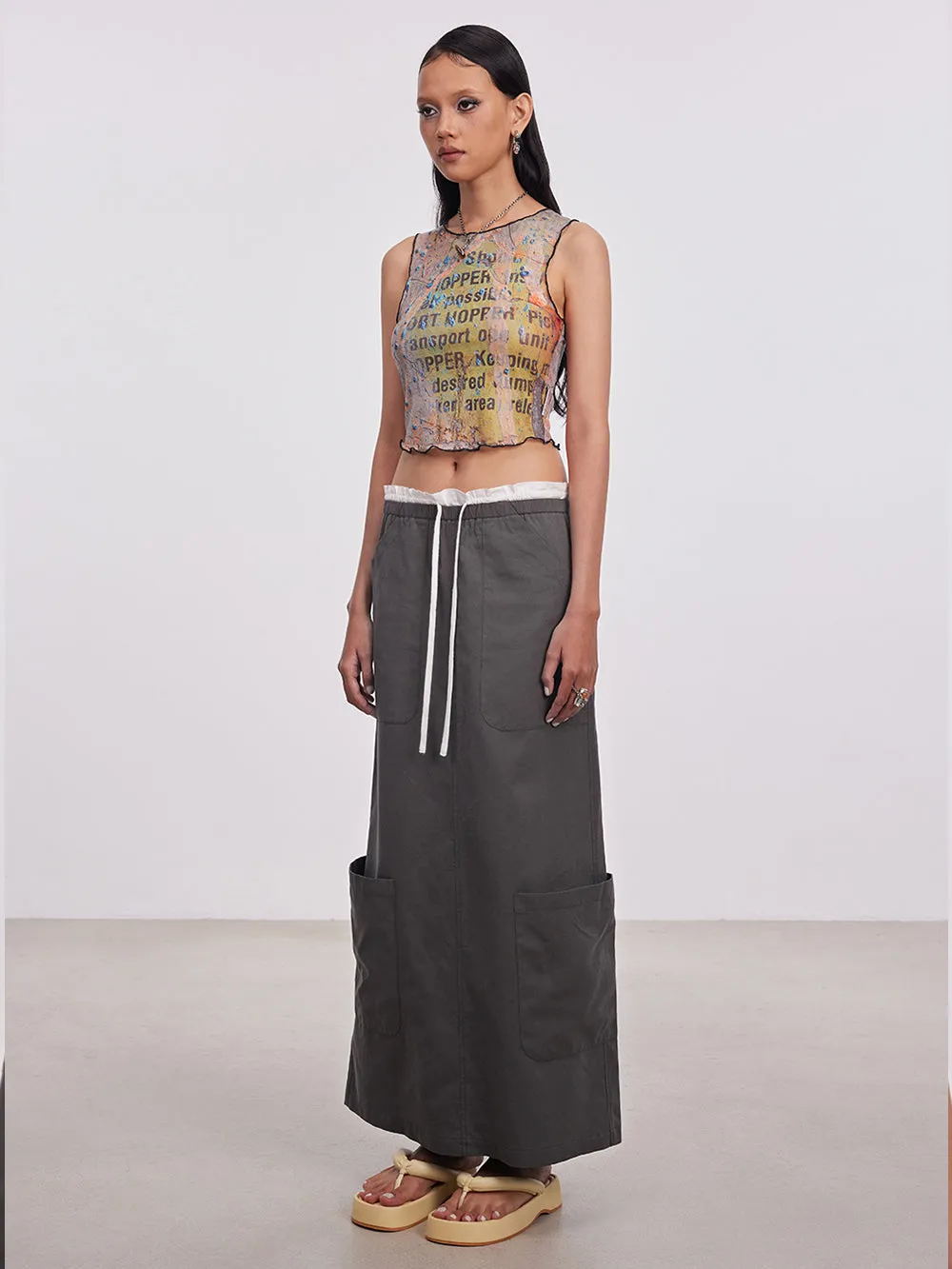MUKTANK x Damage Asia Mottled Text Patterns Mesh Vest sold by Muzkin product image thumbnail 4