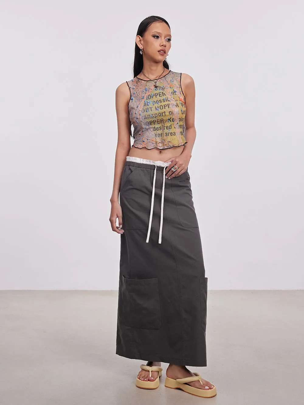 MUKTANK x Damage Asia Mottled Text Patterns Mesh Vest sold by Muzkin product image thumbnail 2