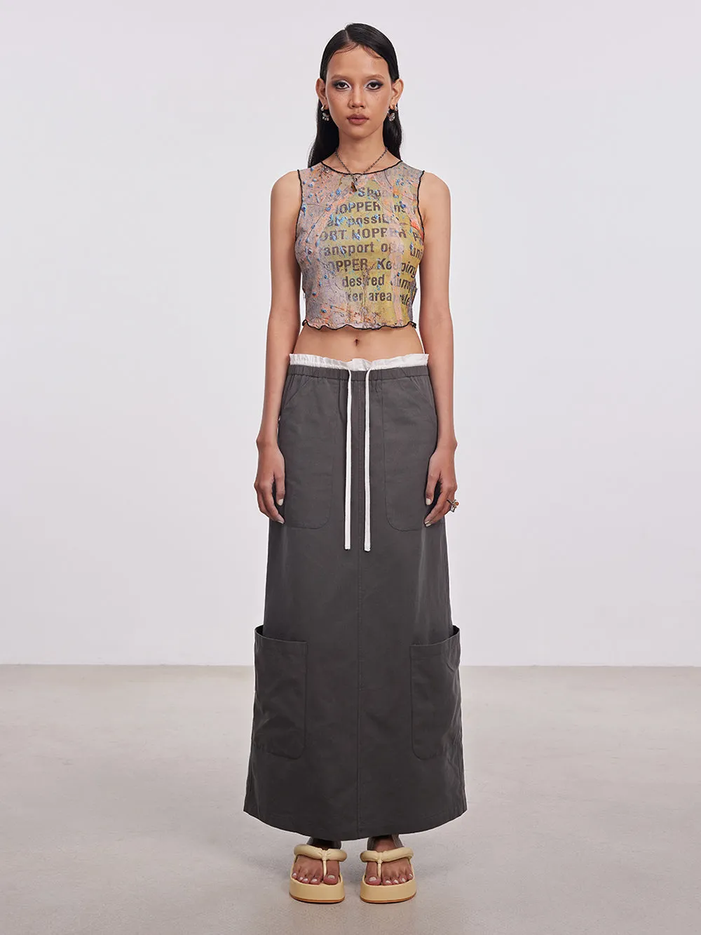 MUKTANK x Damage Asia Mottled Text Patterns Mesh Vest sold by Muzkin product image thumbnail 5