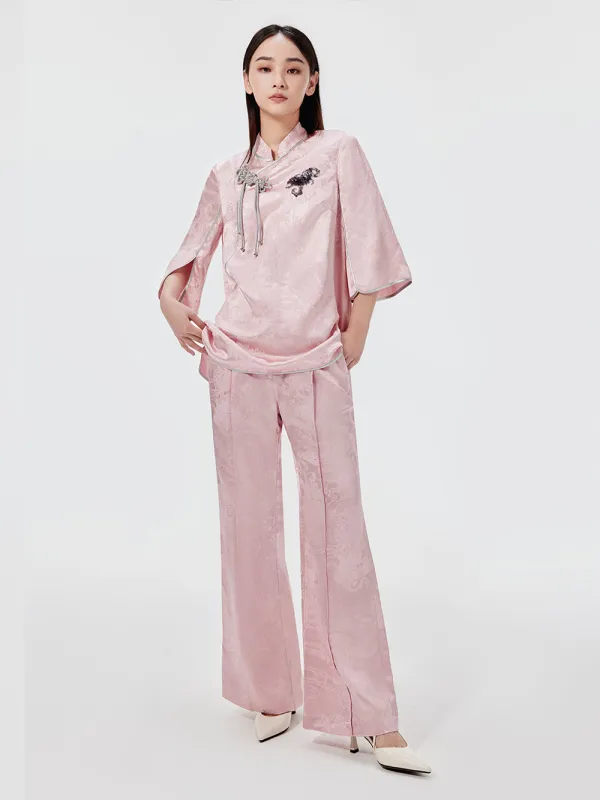 MUKZIN Jacquard High-waisted Wide-leg Pants sold by Muzkin