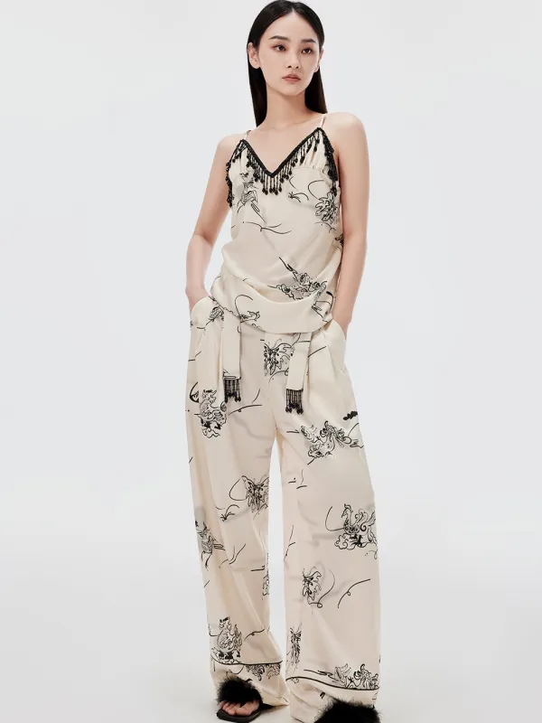 MUKZIN Sexy Suspender Print Pants Suit Two-piece Set sold by Muzkin