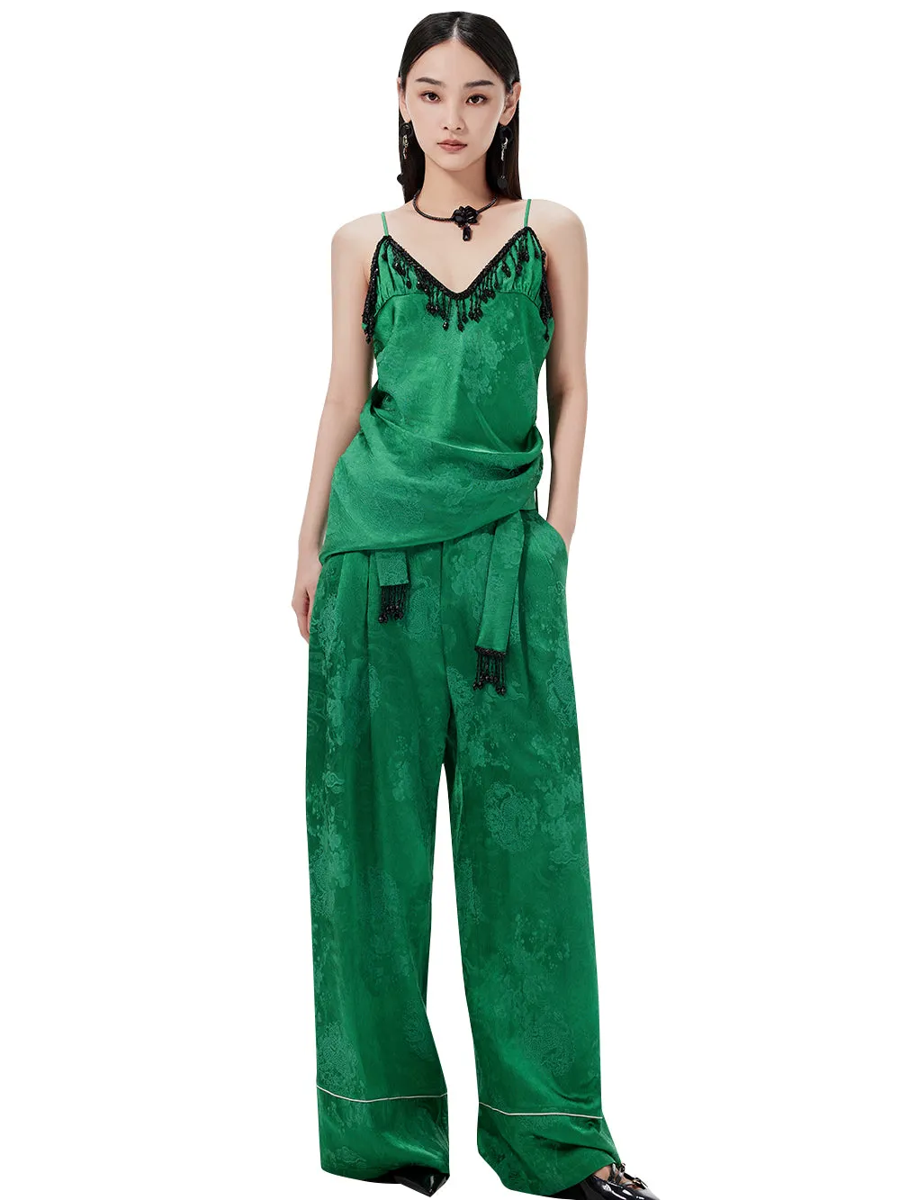 MUKZIN Sexy Suspender Jacquard Pants Suit Two-piece Set sold by Muzkin