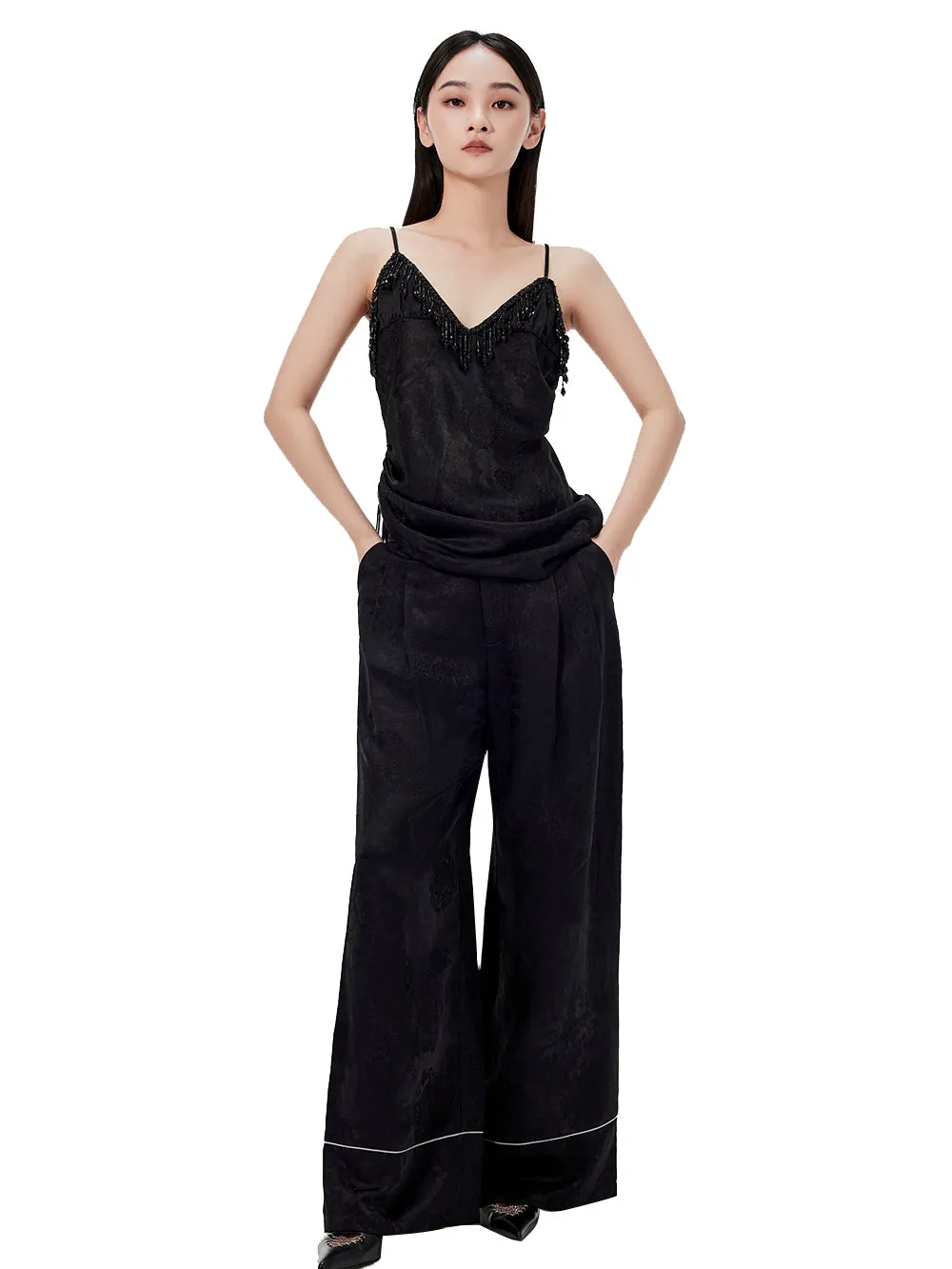 MUKZIN Sexy Suspender Jacquard Pants Suit Two-piece Set sold by Muzkin product image thumbnail 2
