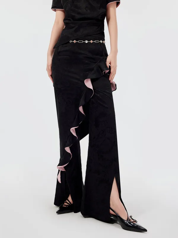 MUKZIN Black Jacquard Irregular Fungus Design Skirt sold by Muzkin