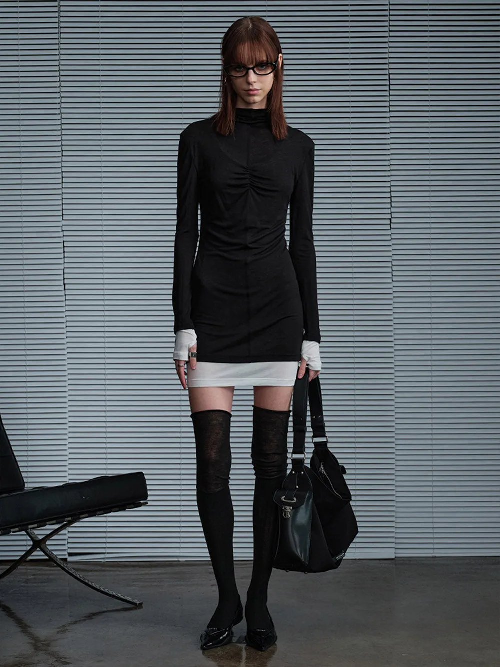 MUKTANK X MODULER Silk-like Faux Two-piece Color-block Bodycon Dress sold by Muzkin product image thumbnail 2