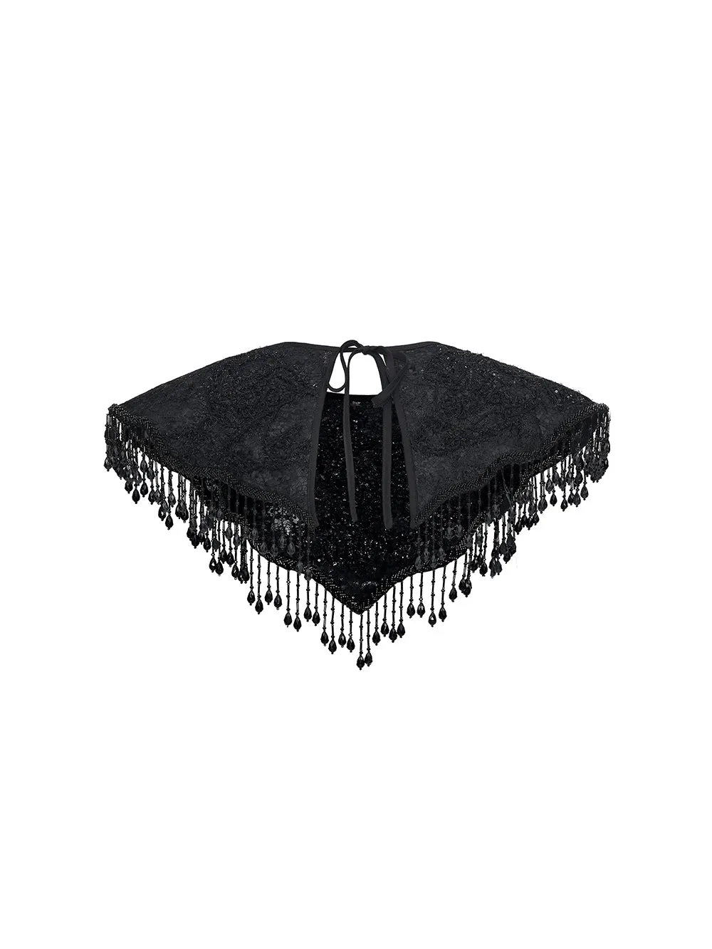 MUKZIN Black Lace Fringed Shawl Scarf sold by Muzkin product image thumbnail 3