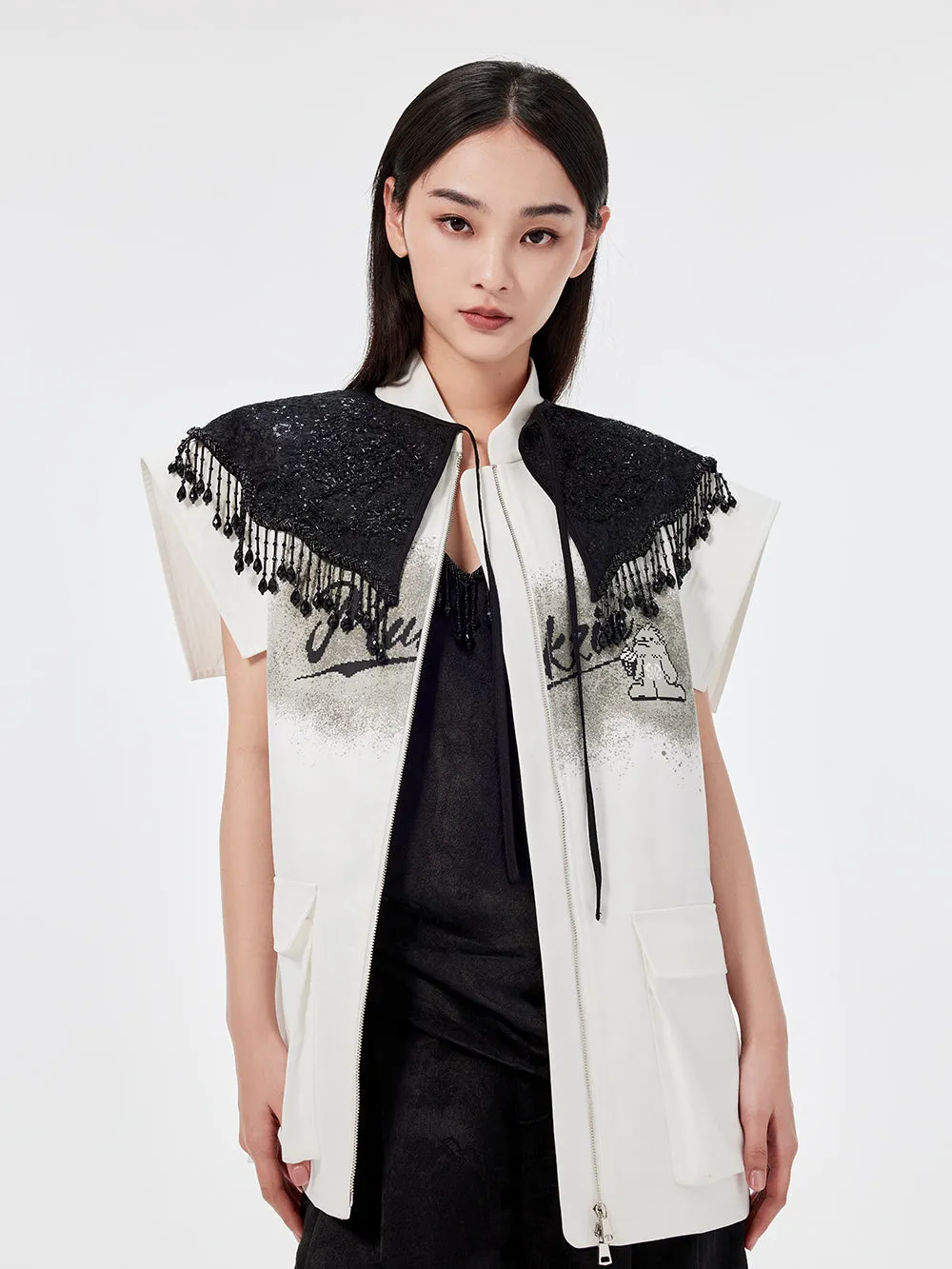 MUKZIN Black Lace Fringed Shawl Scarf sold by Muzkin product image thumbnail 4