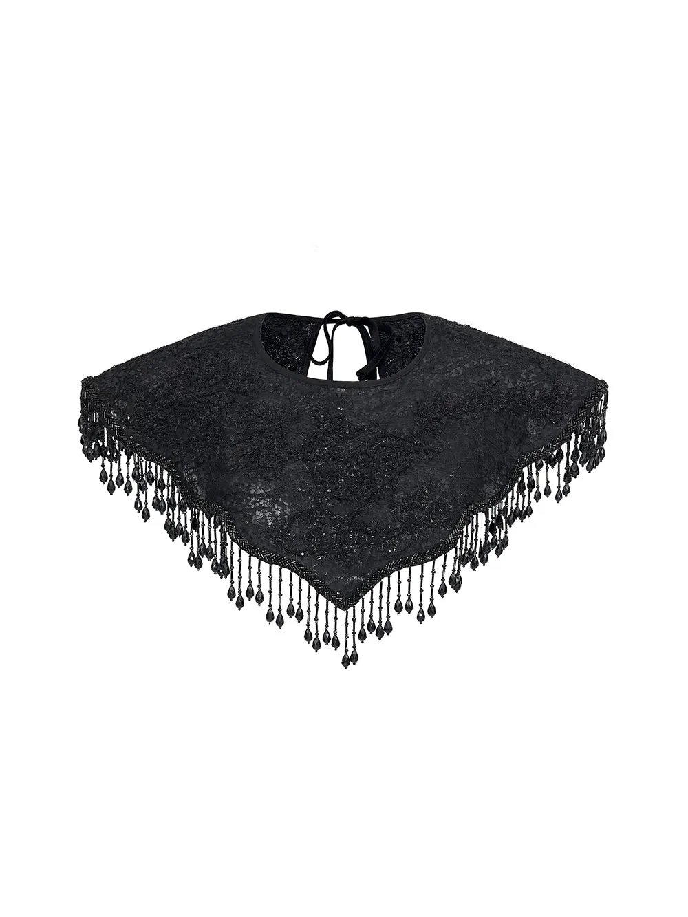 MUKZIN Black Lace Fringed Shawl Scarf sold by Muzkin