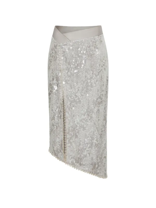 MUKZIN Sequin Straight Midi Skirt sold by Muzkin