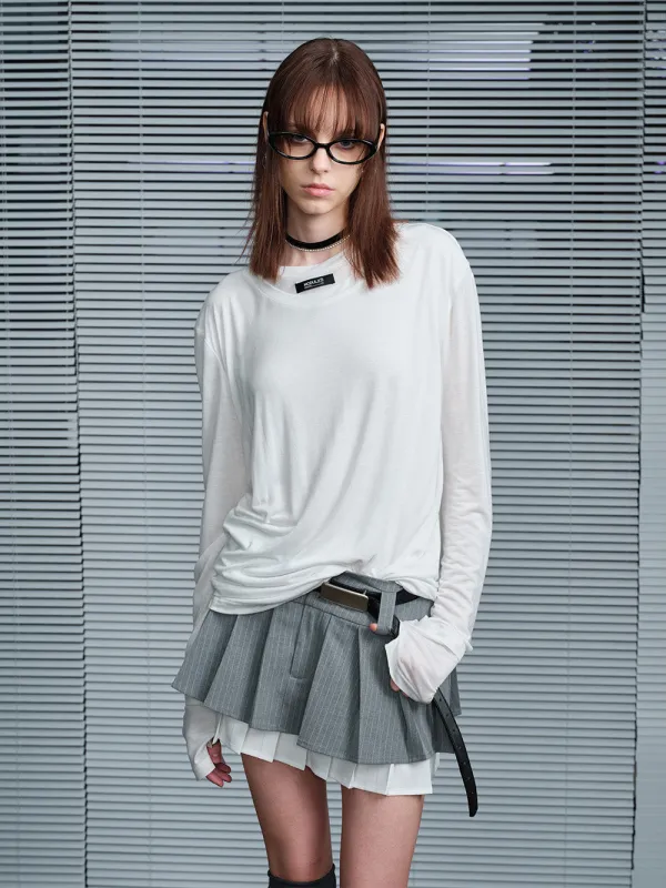 MUKTANK X MODULER Silk-like Faux Two-piece Long Sleeve T-shirt sold by Muzkin