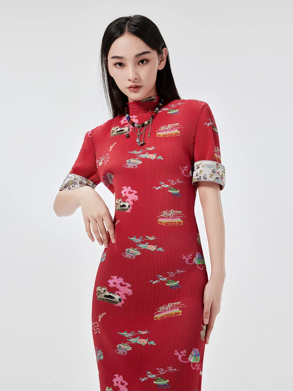 MUKZIN Printed Short-sleeved Cheongsam Qi Pao sold by Muzkin product image thumbnail 2