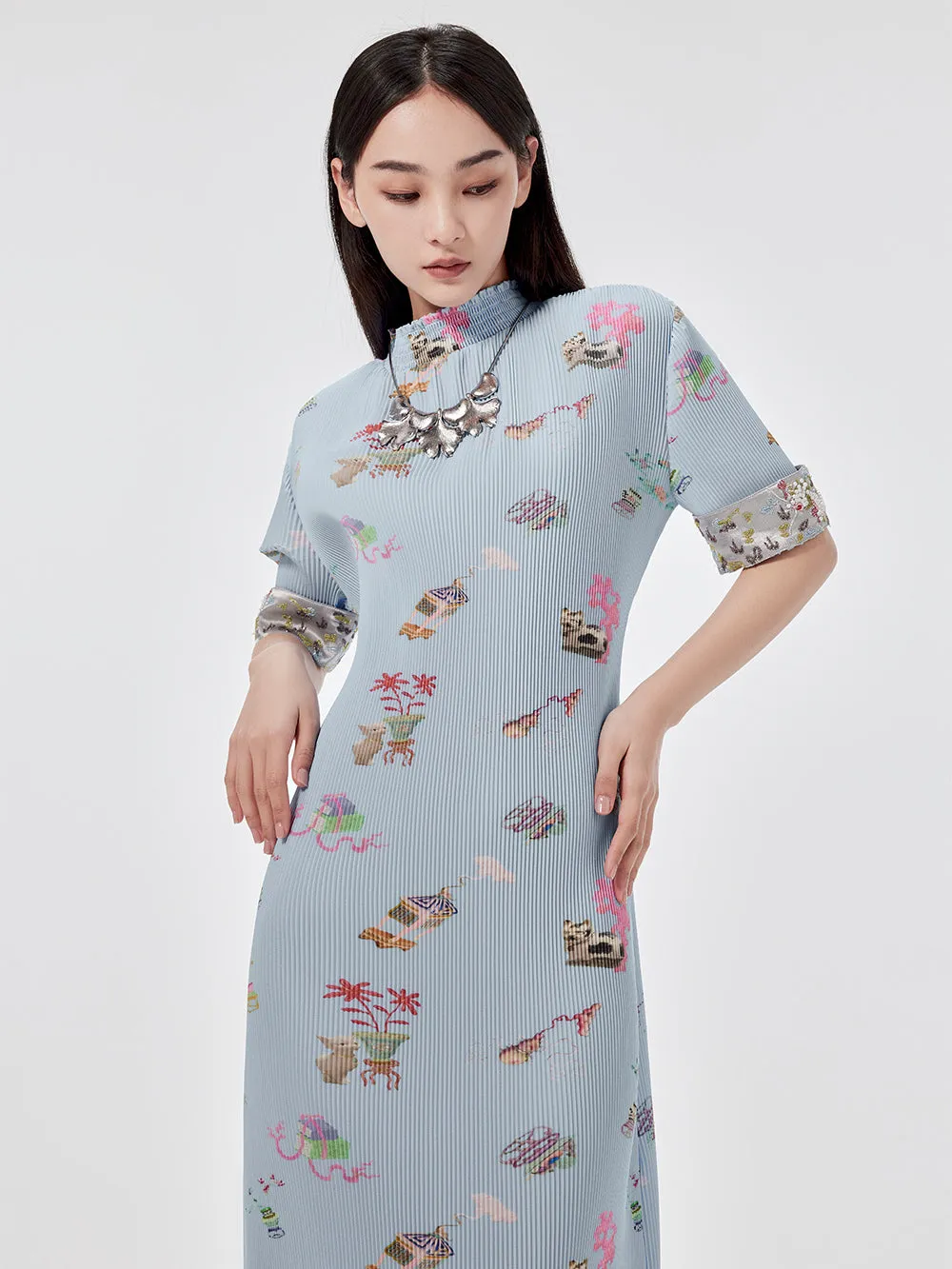MUKZIN Printed Short-sleeved Cheongsam Qi Pao sold by Muzkin product image thumbnail 3