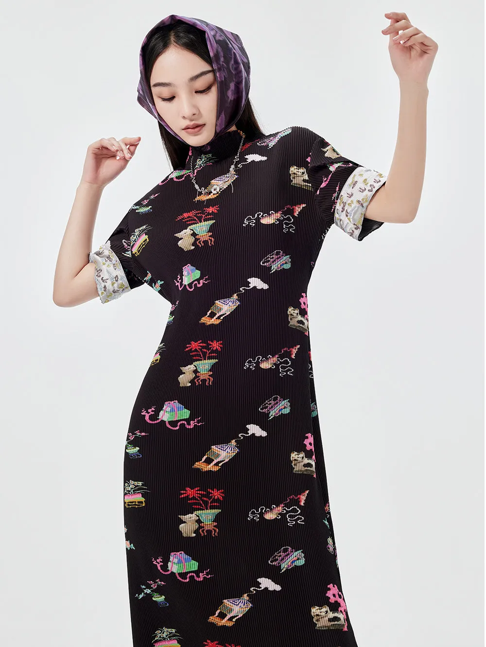 MUKZIN Printed Short-sleeved Cheongsam Qi Pao sold by Muzkin product image thumbnail 4