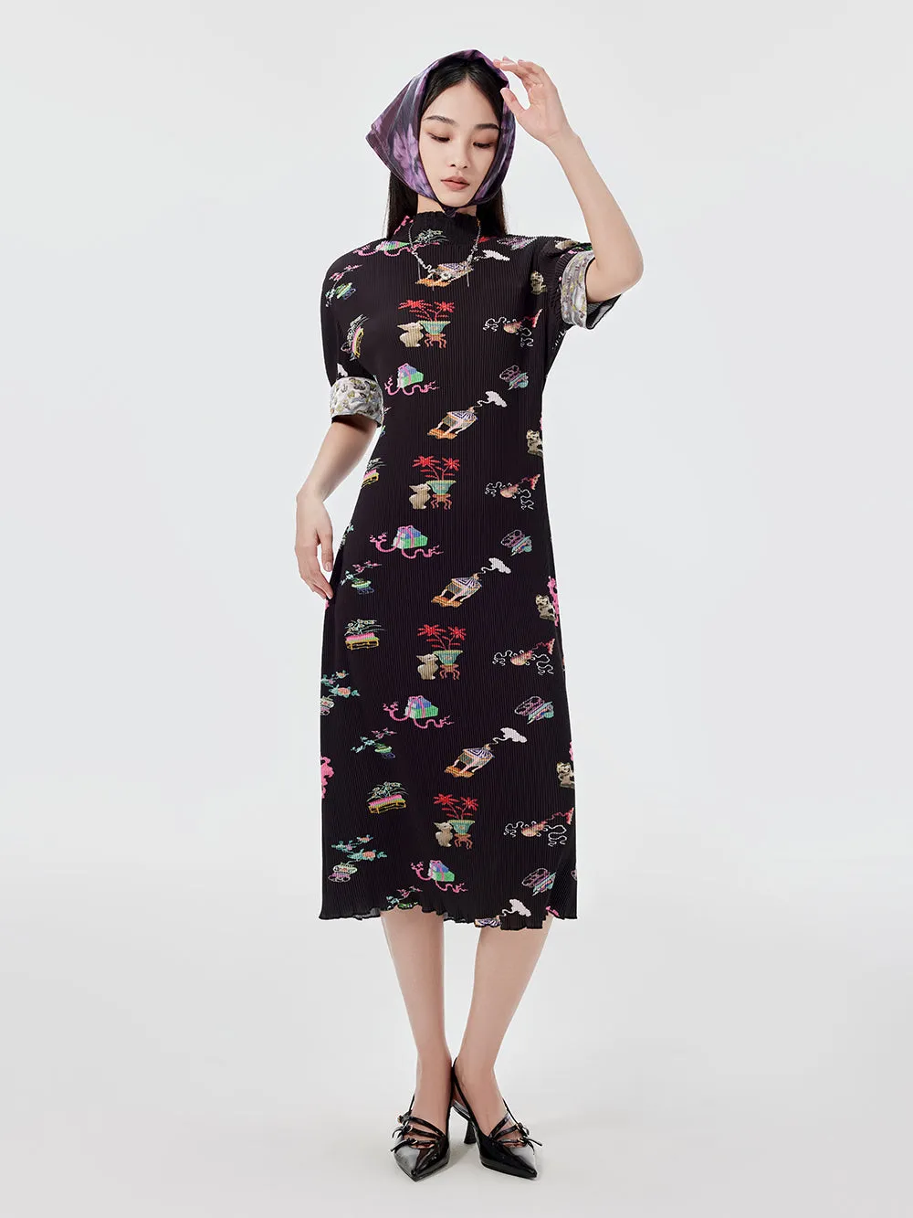 MUKZIN Printed Short-sleeved Cheongsam Qi Pao sold by Muzkin product image thumbnail 5