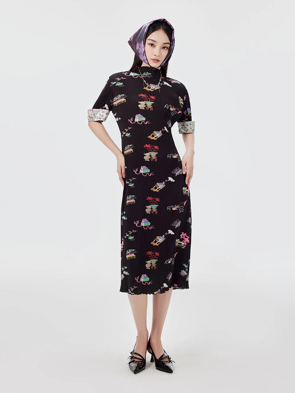 MUKZIN Printed Short-sleeved Cheongsam Qi Pao sold by Muzkin