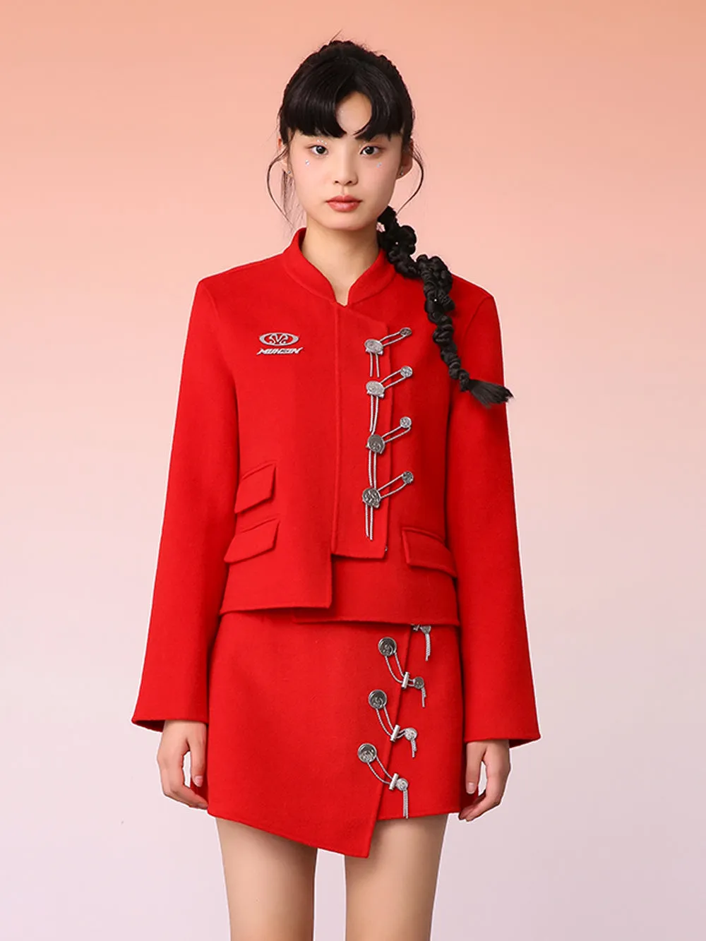 MUKZIN Charming Fashionable Red Simple Skirt sold by Muzkin product image thumbnail 2