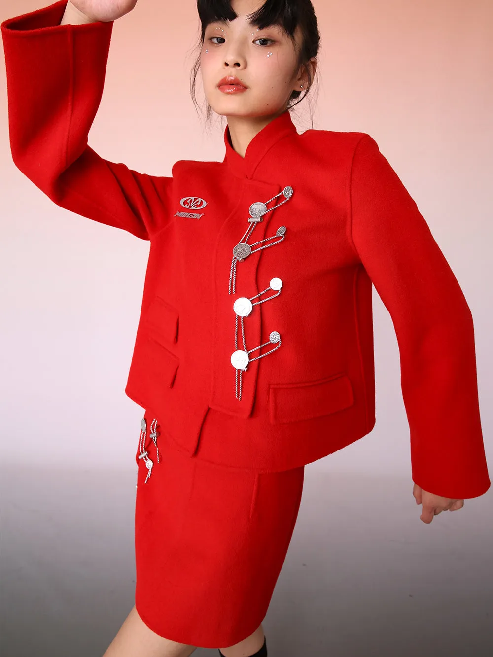 MUKZIN Charming Fashionable Red Simple Skirt sold by Muzkin product image thumbnail 5