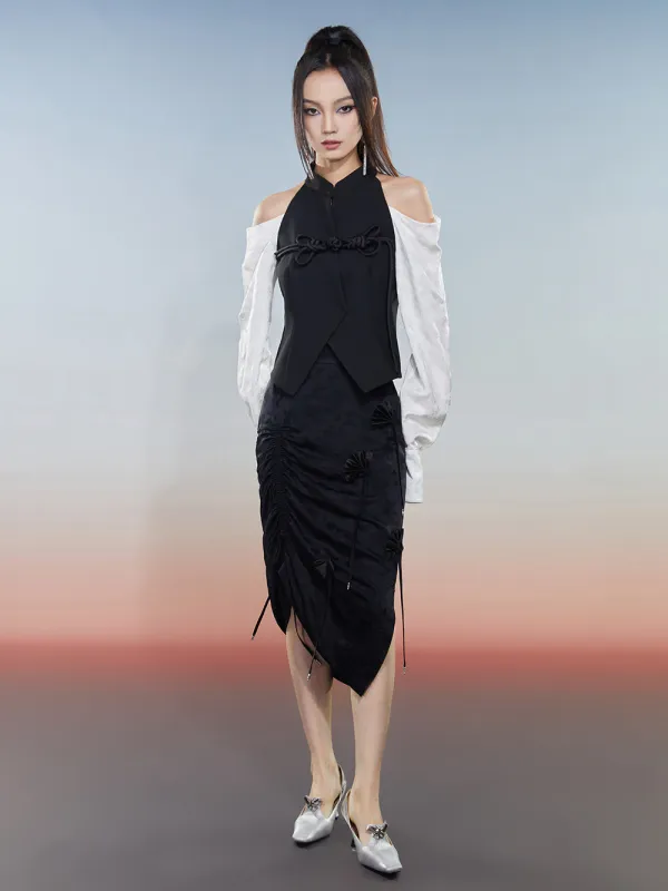 MUKZIN Off-shoulder Patchwork Color-blocked Fashionable Versatile T-shirt sold by Muzkin