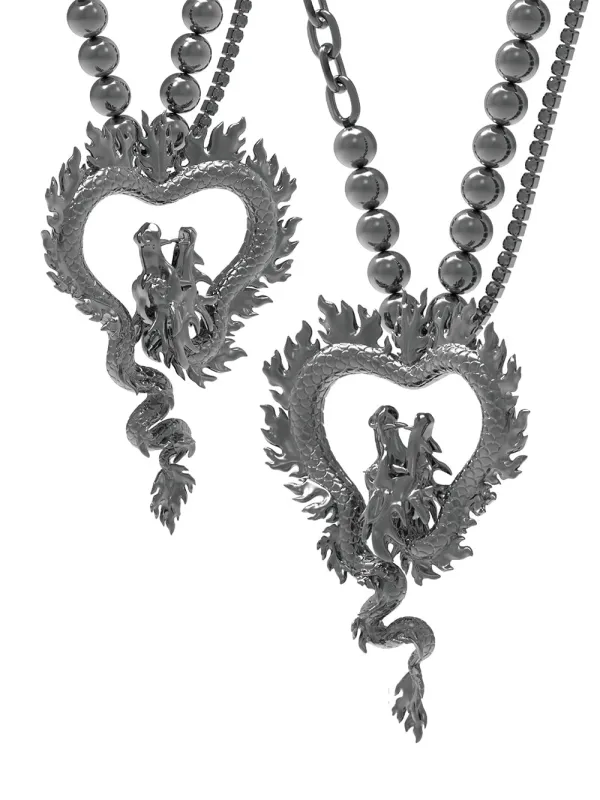 MUKTANK x Mandarin Zan Club Swimming Dragon in the Abyss Black Pearl Necklace sold by Muzkin