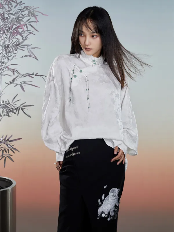 MUKZIN White Loose New Retro Shirt sold by Muzkin