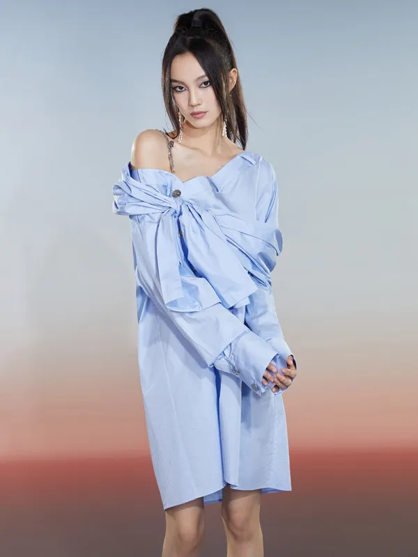 MUKZIN Simple Elegant Loose Blue Casual Dress sold by Muzkin