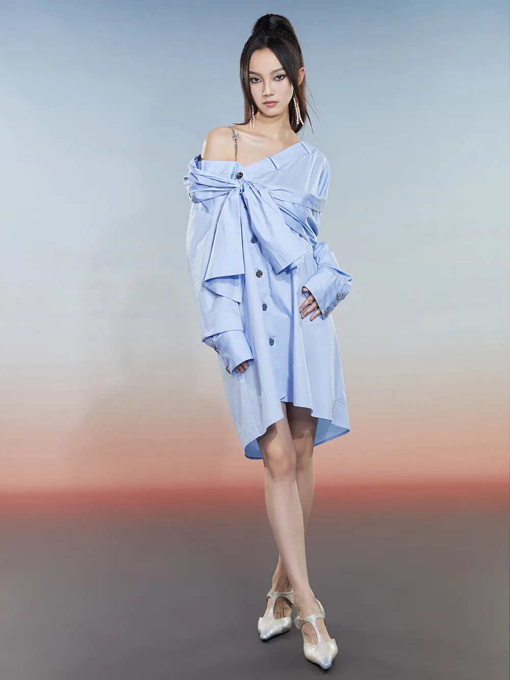 MUKZIN Simple Elegant Loose Blue Casual Dress sold by Muzkin product image thumbnail 3