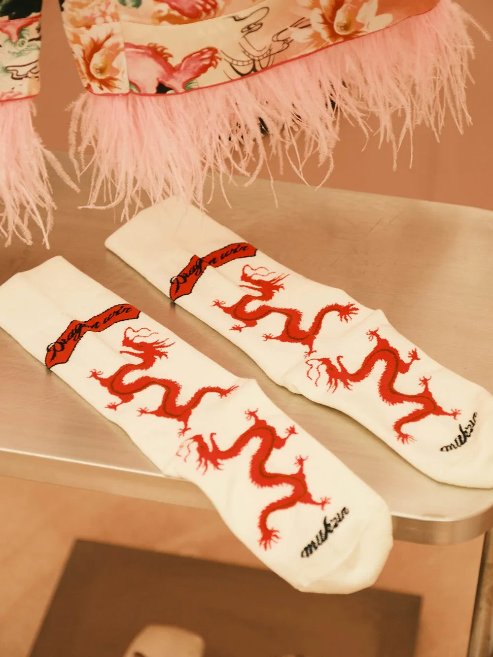 WS Rose Red/ Pink Velvet Turkey Feather Pajamas+Socks sold by Muzkin product image thumbnail 3