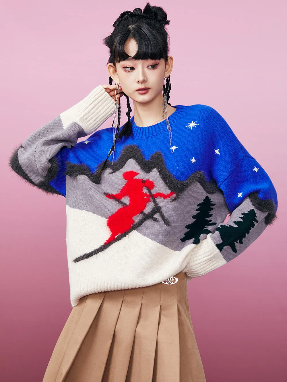 MUKZIN Skiing Women Blue Knited Sweater sold by Muzkin