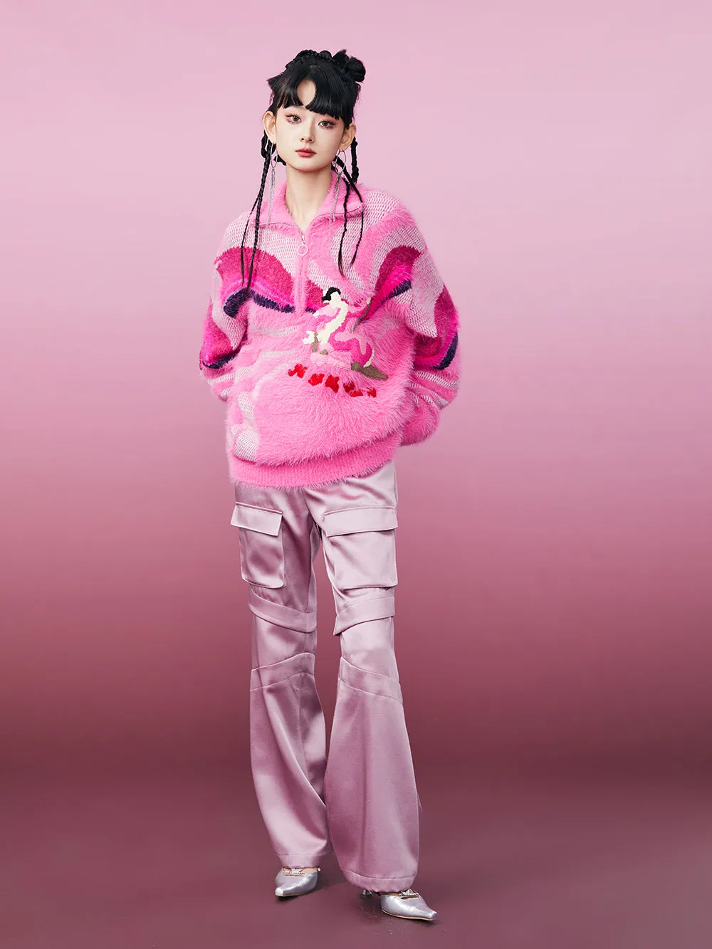 MUKZIN Pink Mink Skiing Women Pattern Sweater sold by Muzkin product image thumbnail 5
