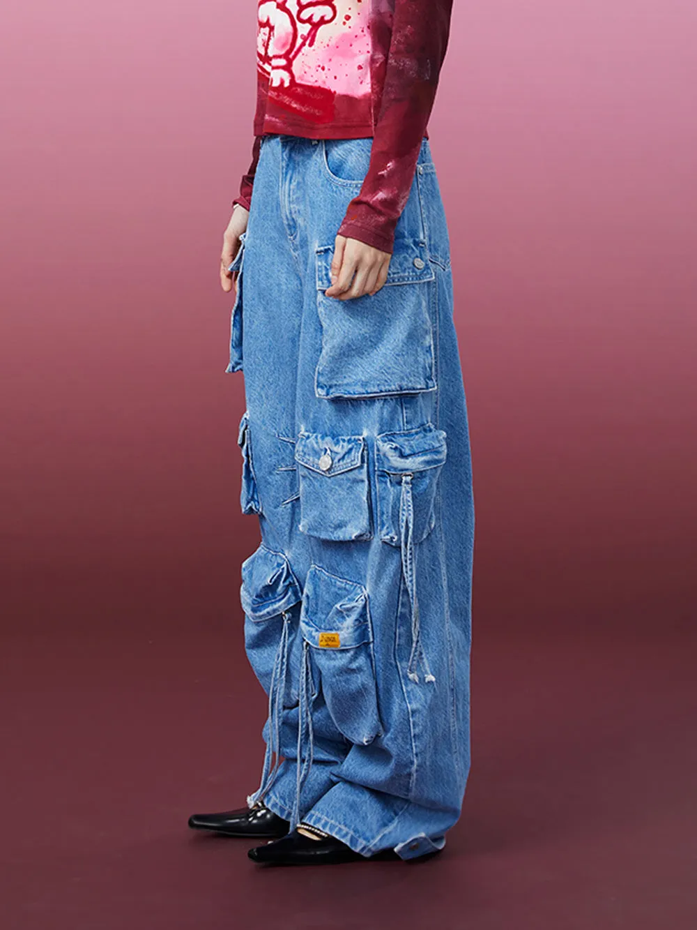 MUKZIN Multiple Pockets Wide Leg Jeans sold by Muzkin product image thumbnail 2