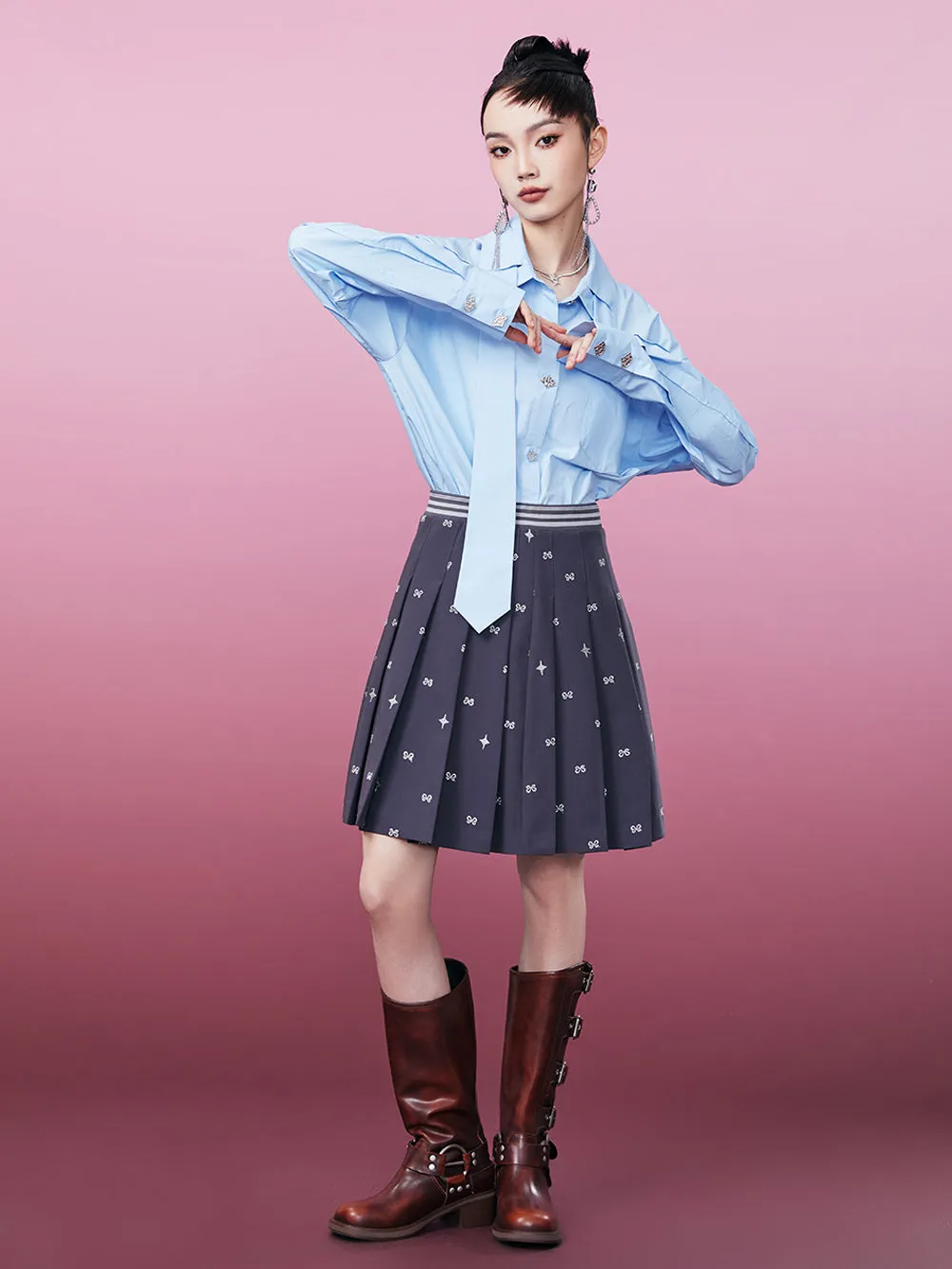 MUKZIN Sky Blue Inserted Tie Design Shirt sold by Muzkin product image thumbnail 4