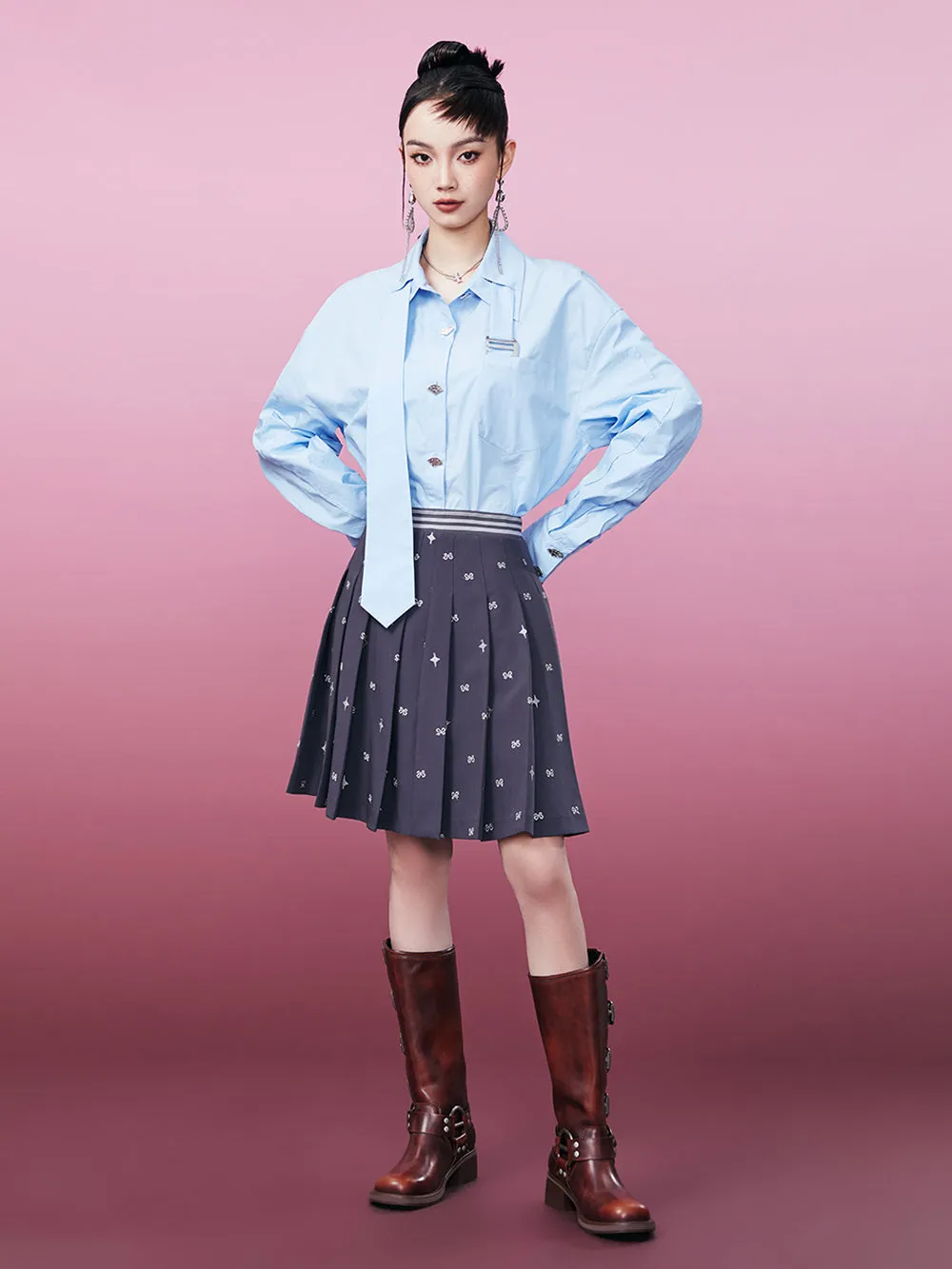 MUKZIN Sky Blue Inserted Tie Design Shirt sold by Muzkin product image thumbnail 2