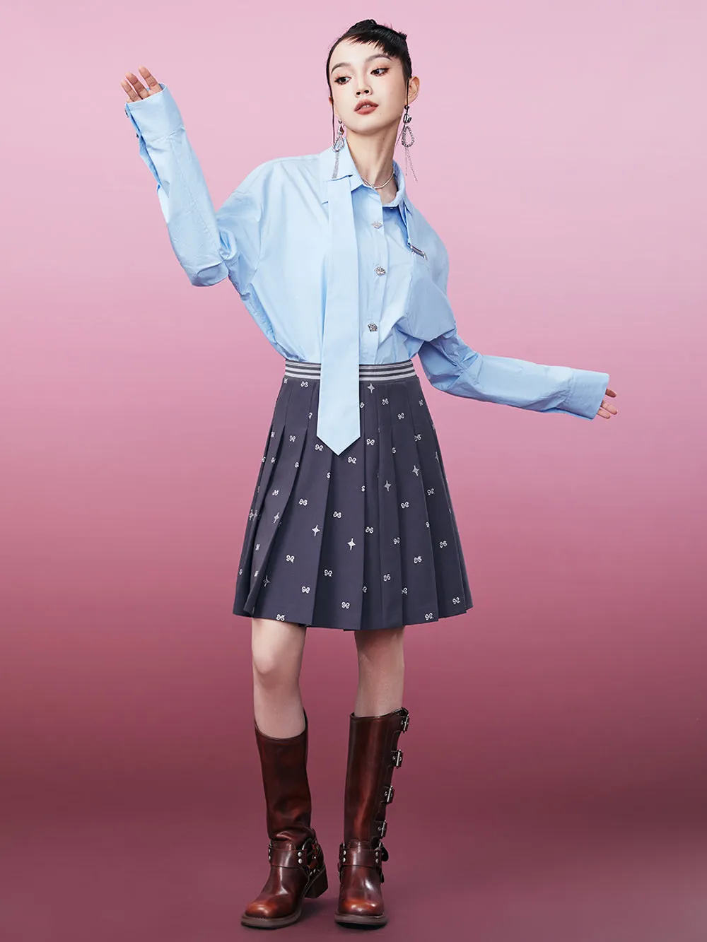 MUKZIN Sky Blue Inserted Tie Design Shirt sold by Muzkin product image thumbnail 5