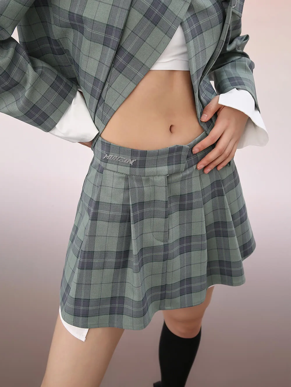 MUKZIN Pleated Plaid Mini Skirt sold by Muzkin product image thumbnail 4