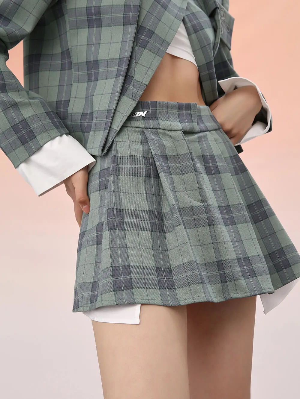 MUKZIN Pleated Plaid Mini Skirt sold by Muzkin product image thumbnail 5