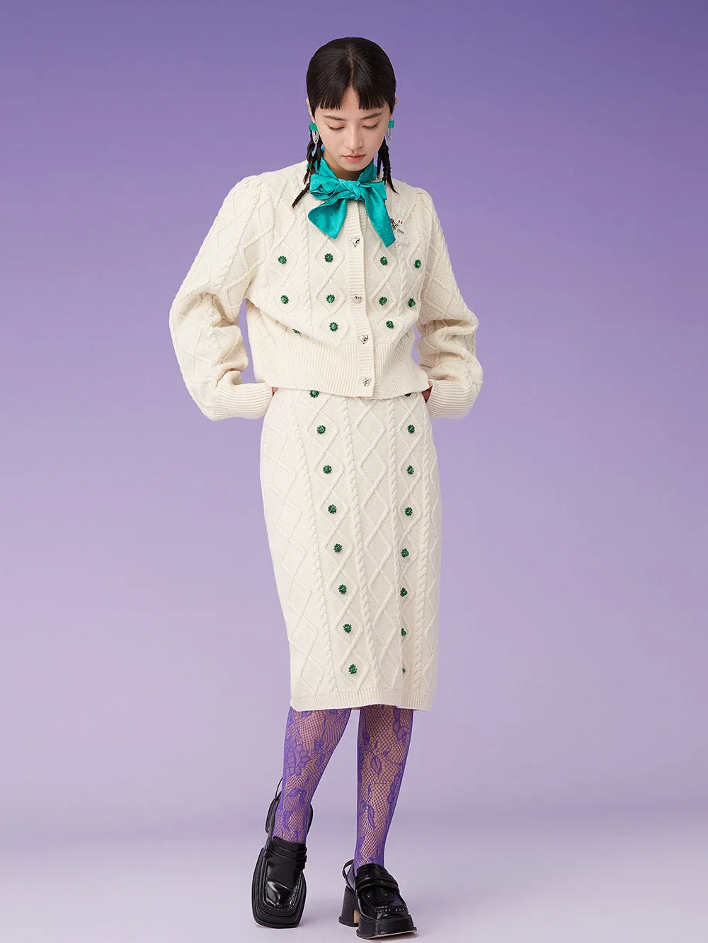 MUKZIN Beige Knit Long skirt sold by Muzkin product image thumbnail 4