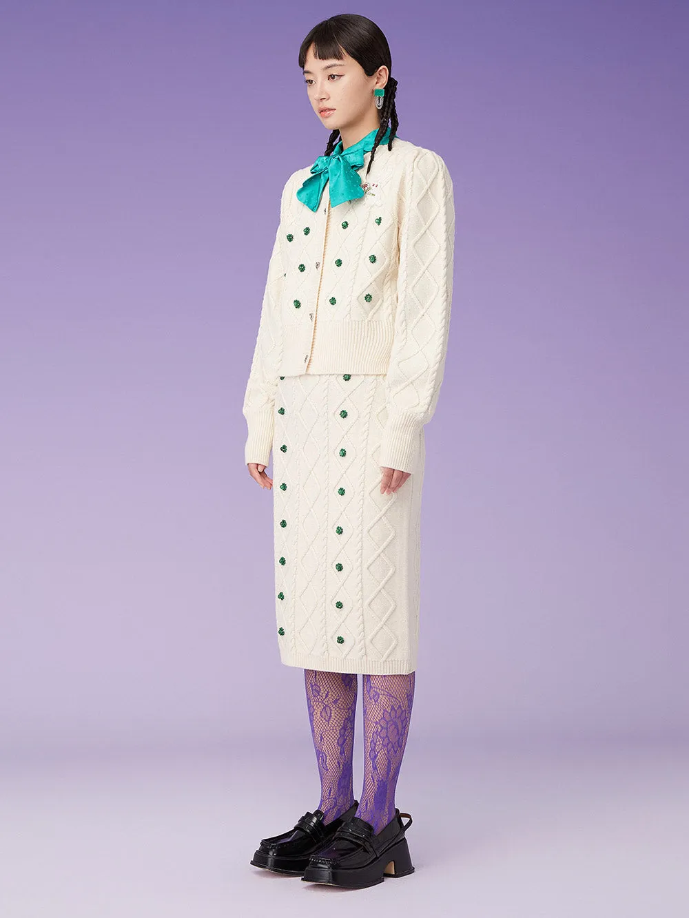 MUKZIN Beige Knit Long skirt sold by Muzkin product image thumbnail 5