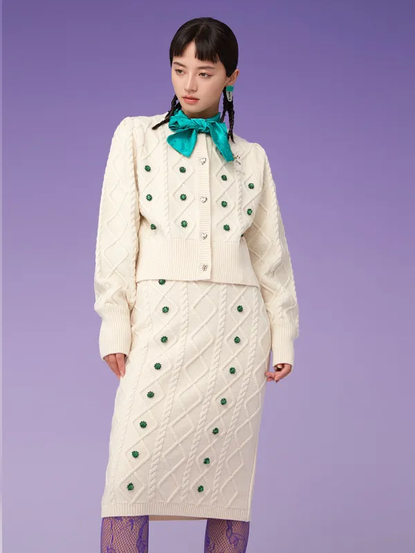 MUKZIN Beige Knit Long skirt sold by Muzkin