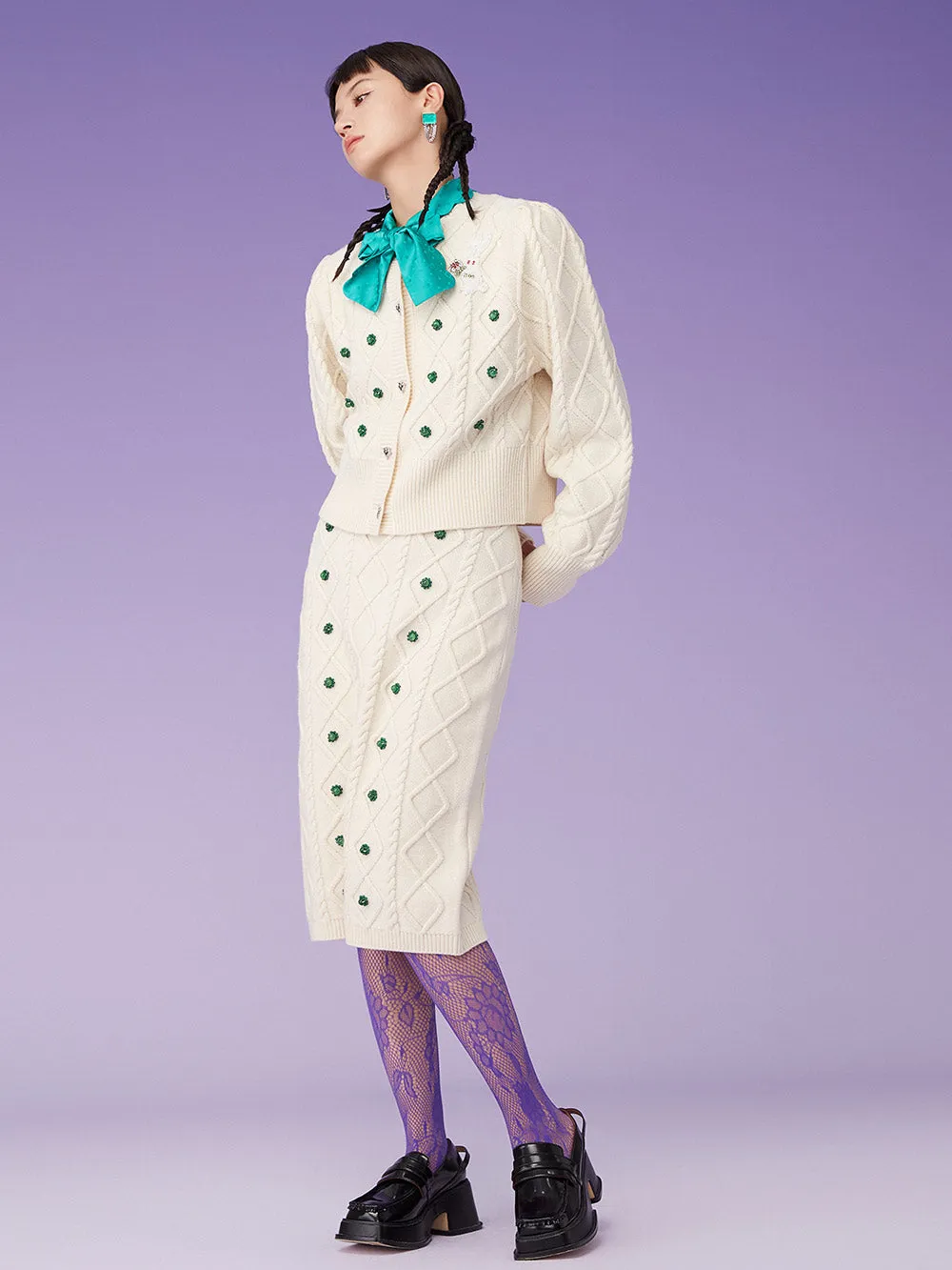 MUKZIN Beige Knit Long skirt sold by Muzkin product image thumbnail 3