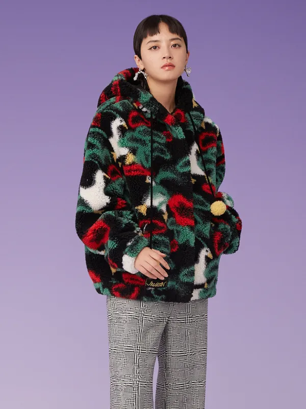 MUKZIN Retro Hooded Grain Plush Eco-friendly Fur Coat sold by Muzkin