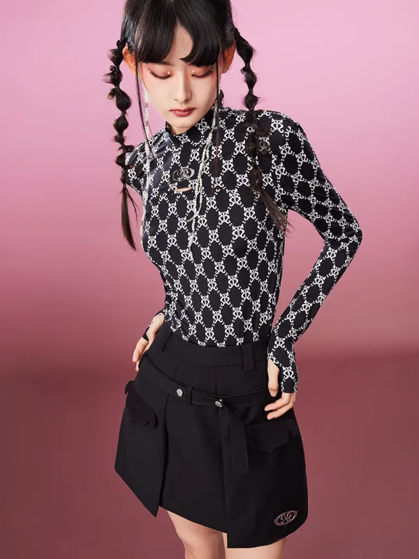 MUKZIN Contrast Printed Silk Bottoming Shirt sold by Muzkin