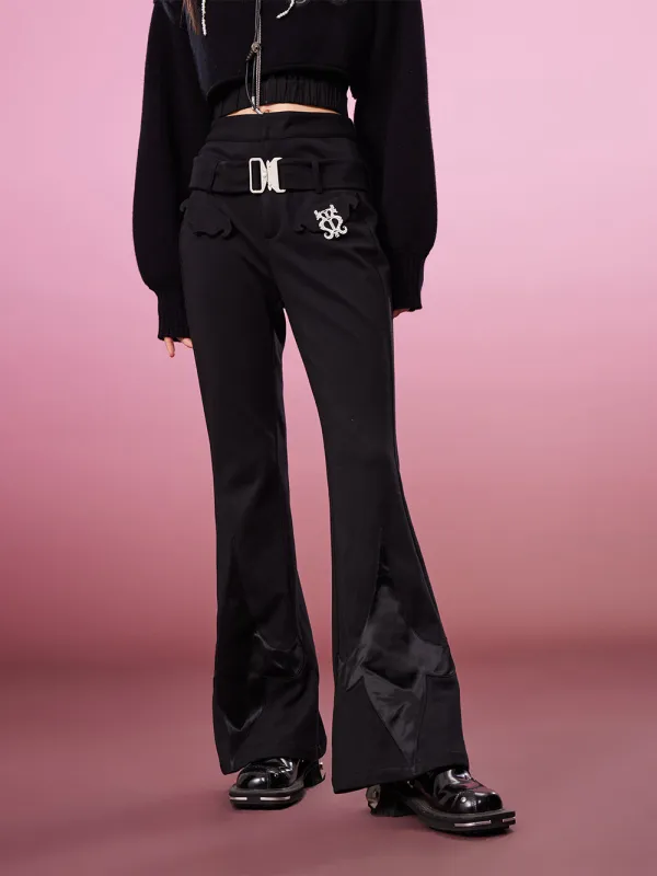 MUKZIN Black Slim Wide Leg Pants All-match sold by Muzkin