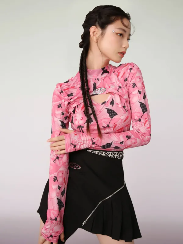 MUKZIN Pink Printed Bottoming Shirt sold by Muzkin