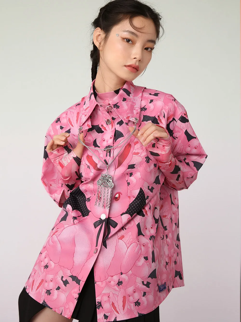 MUKZIN Pink Edition Rabbit Print Design Shirt sold by Muzkin product image thumbnail 2