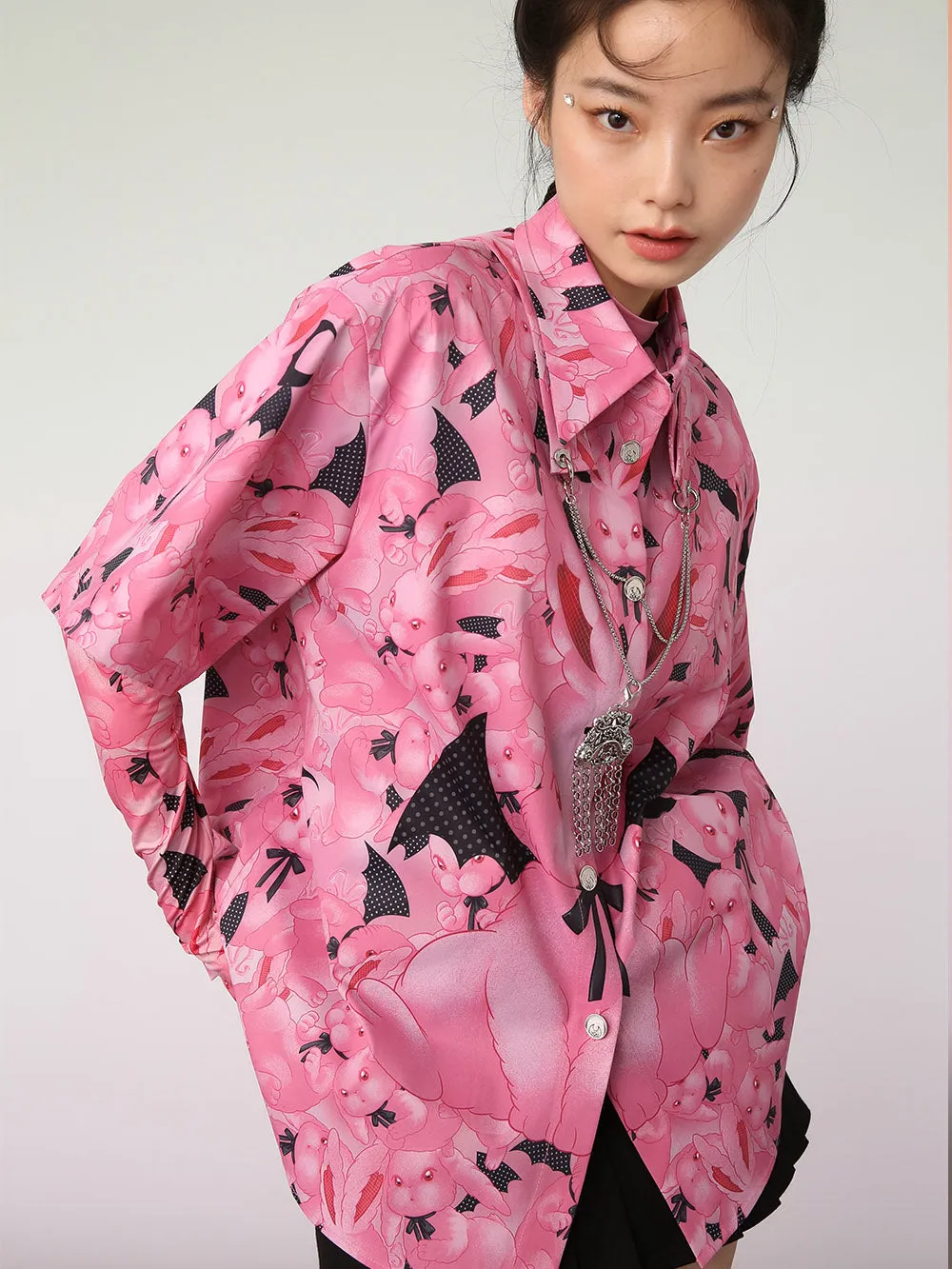 MUKZIN Pink Edition Rabbit Print Design Shirt sold by Muzkin