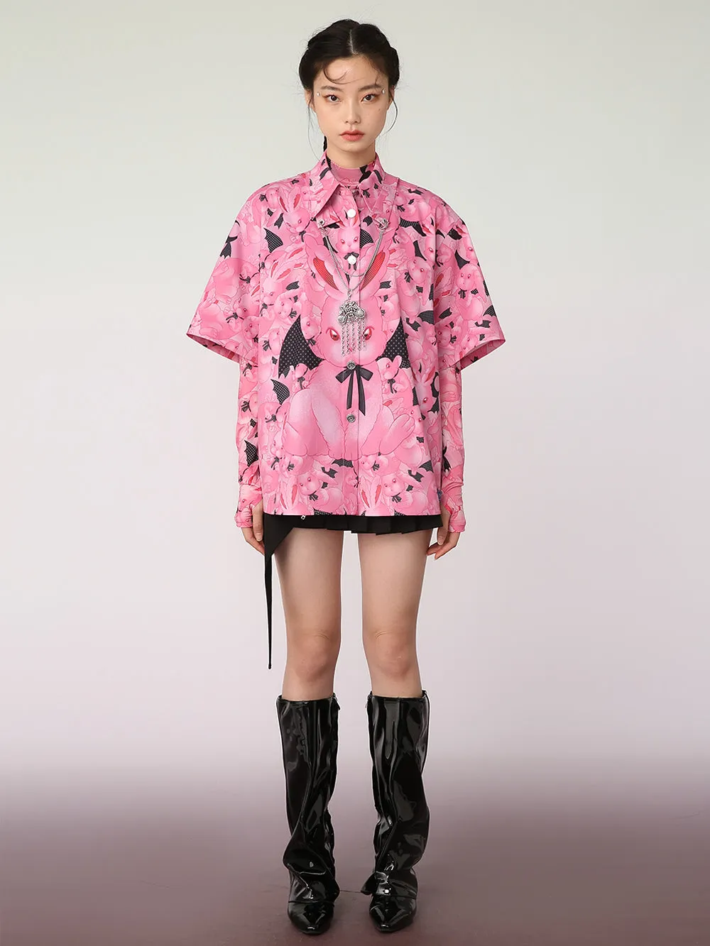 MUKZIN Pink Edition Rabbit Print Design Shirt sold by Muzkin product image thumbnail 5