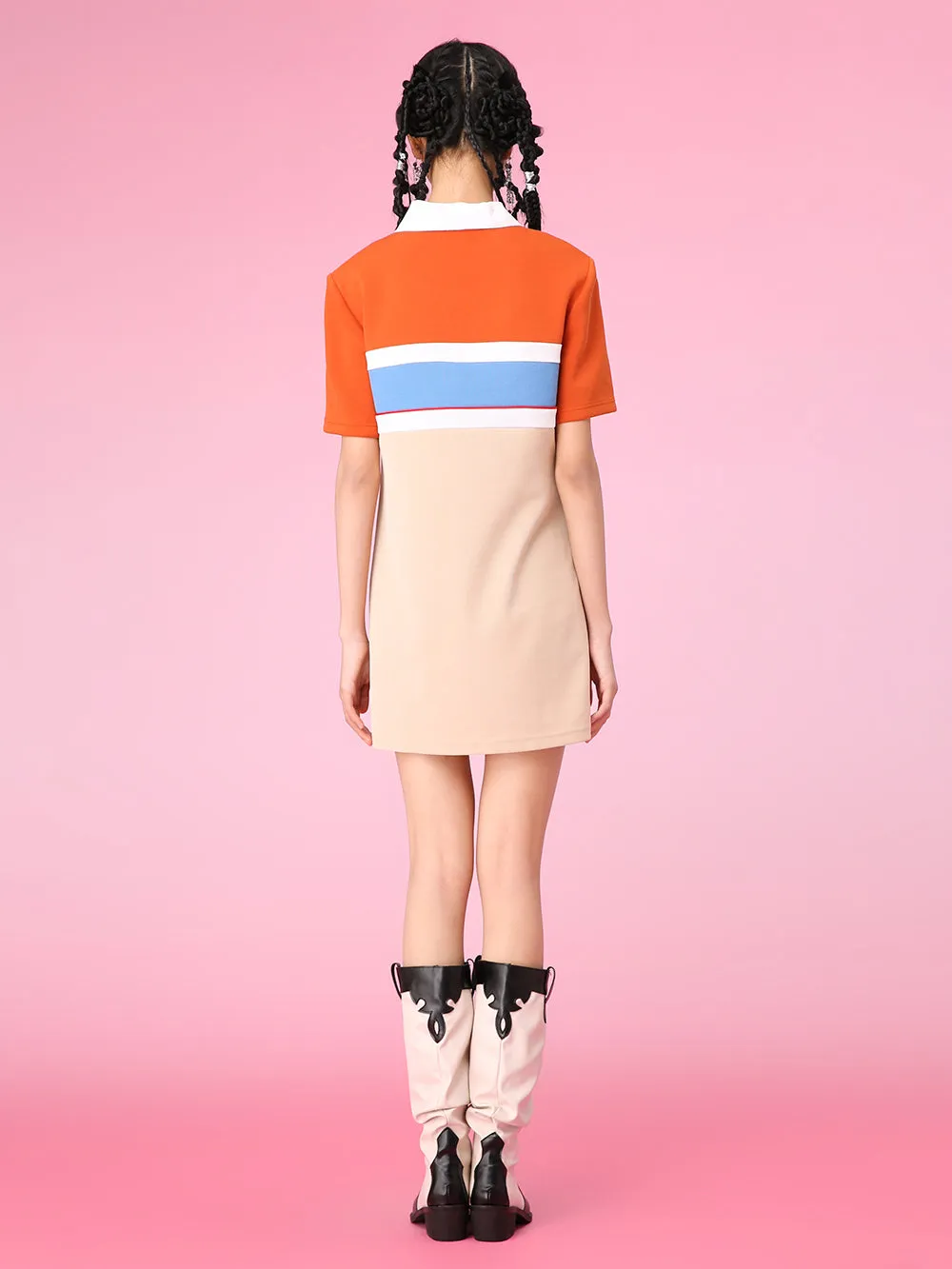 MUKZIN Color Block Polo Collar Casual Slim Dress sold by Muzkin product image thumbnail 3