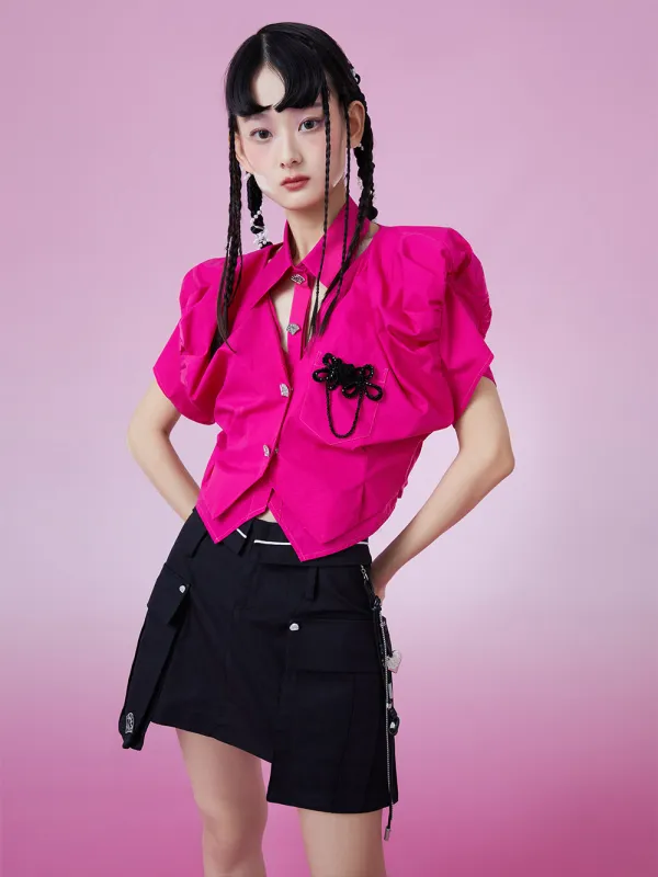 MUKZIN Eye-catching Cutout Design Dolman Sleeves Short Shirts sold by Muzkin