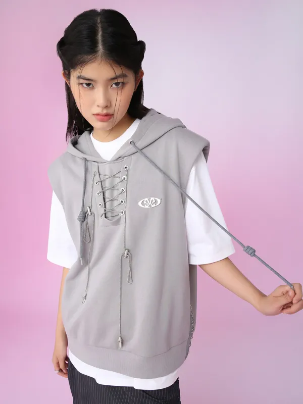 MUKZIN Casual Gray Hat Simple Sleeveless Hoodie sold by Muzkin