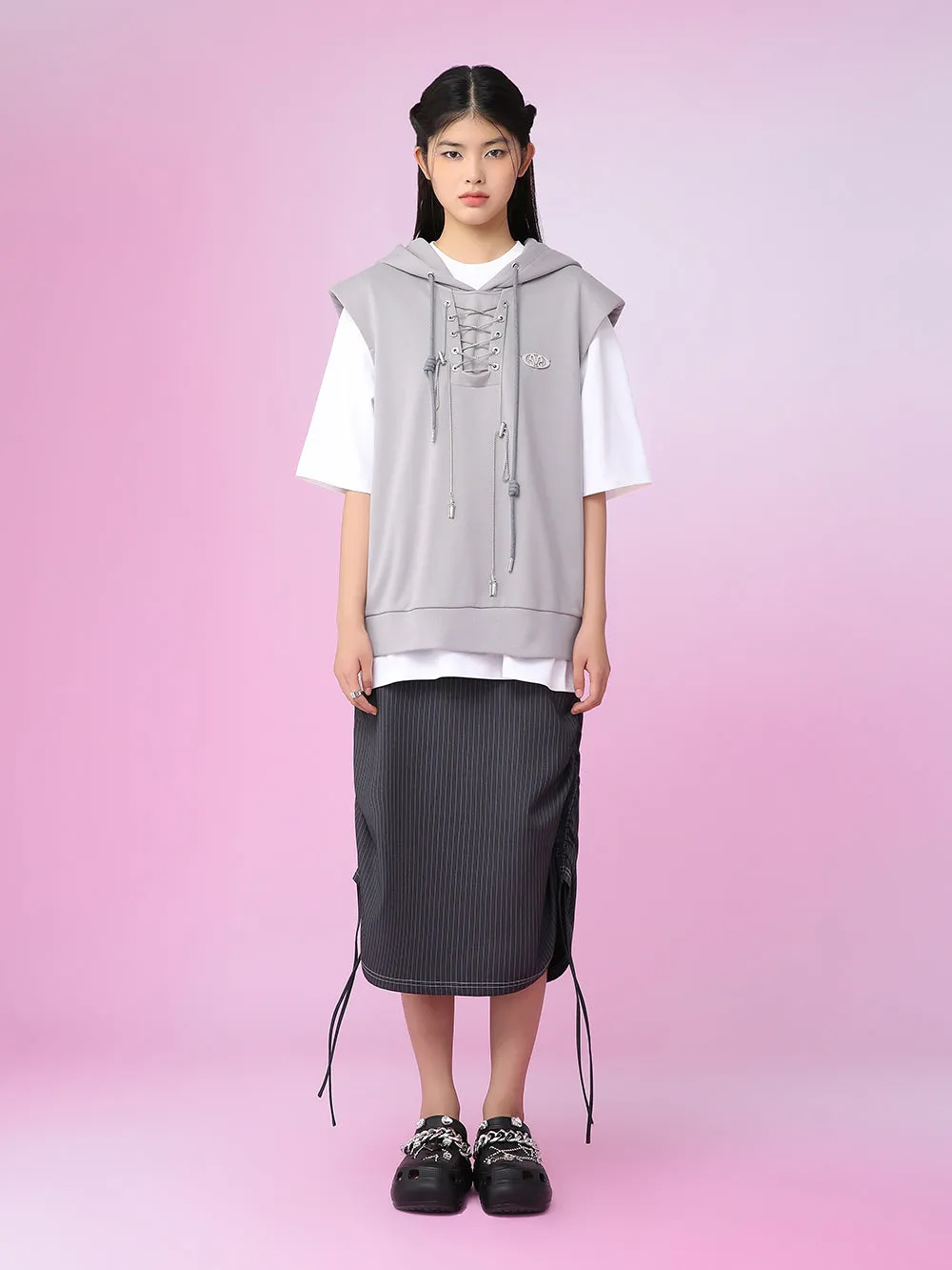 MUKZIN Casual Gray Hat Simple Sleeveless Hoodie sold by Muzkin product image thumbnail 4